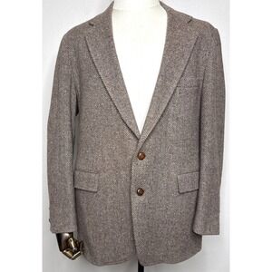 Vintage Levi's Menswear Blazer Men 44R Brown Herringbone Wool Sport Coat
